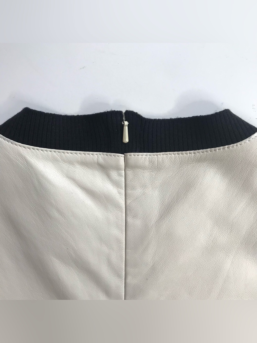 TRINA TURK Dalia Ivory Cream Lamb Leather Asymmetrical hem Dress Size 2 - Picture 15 of 16